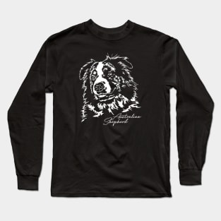 Australian Shepherd Aussie dog lover portrait Long Sleeve T-Shirt